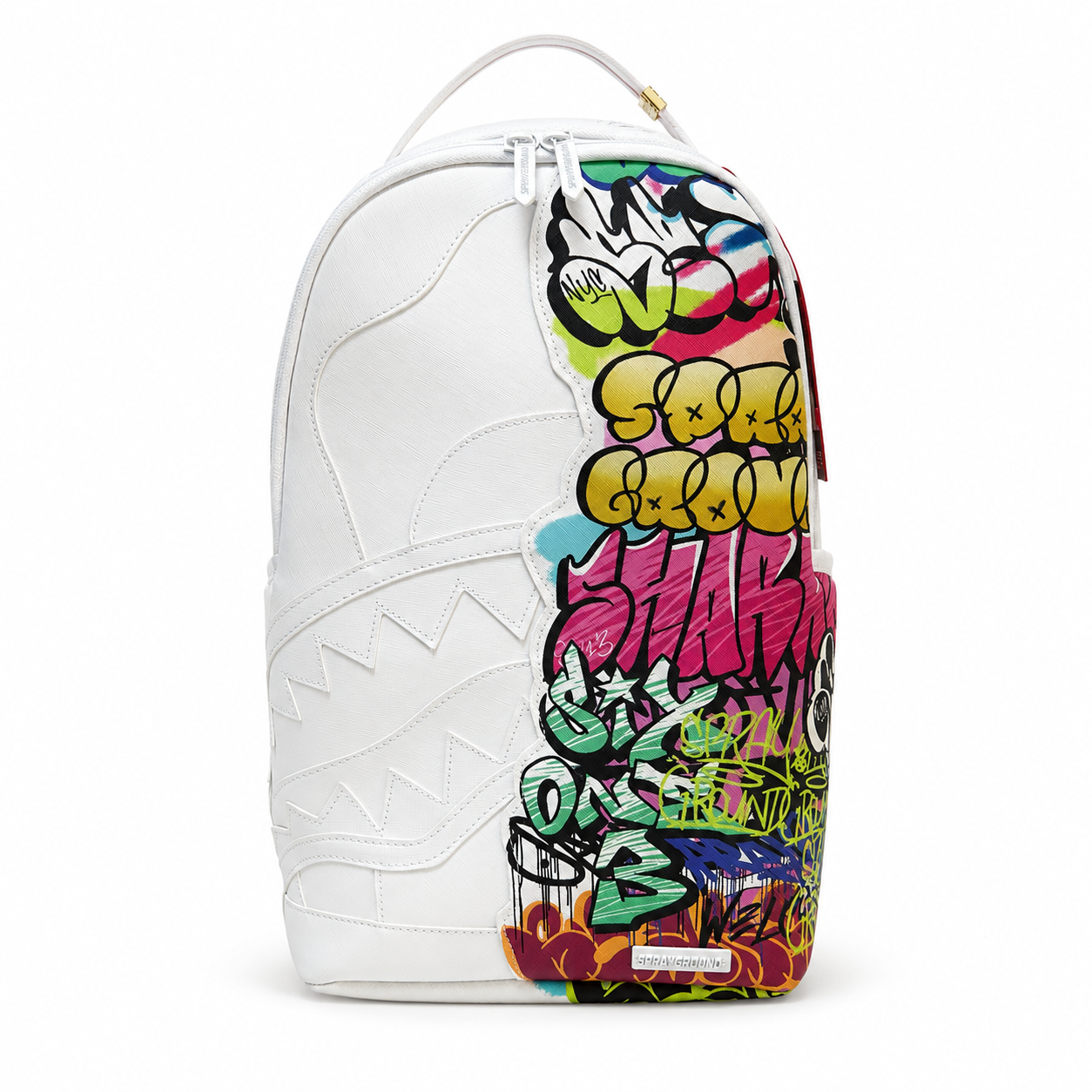 Sprayground White Half Graffiti Sharkmouth Backpack