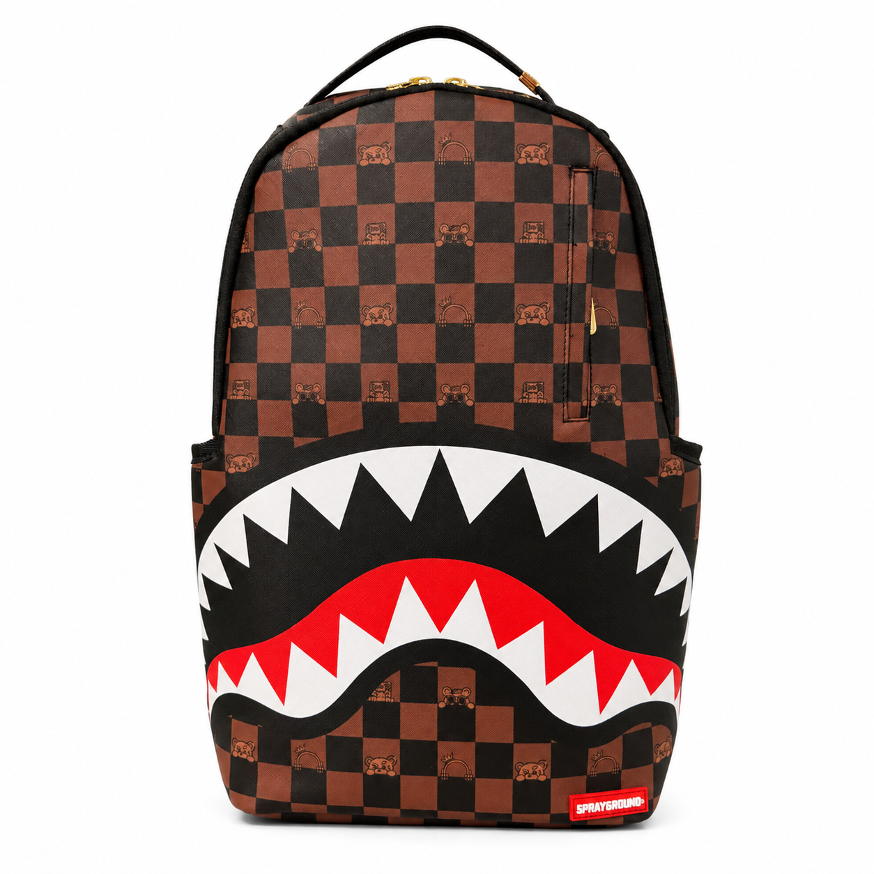 Sprayground Brown Bear Checkered Sharkmouth Backpack