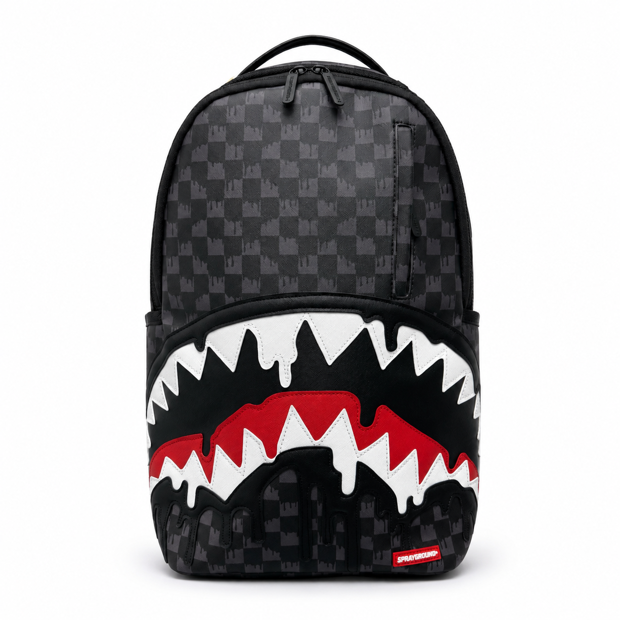 Sprayground Grey Checkered Drip Sharkmouth Backpack