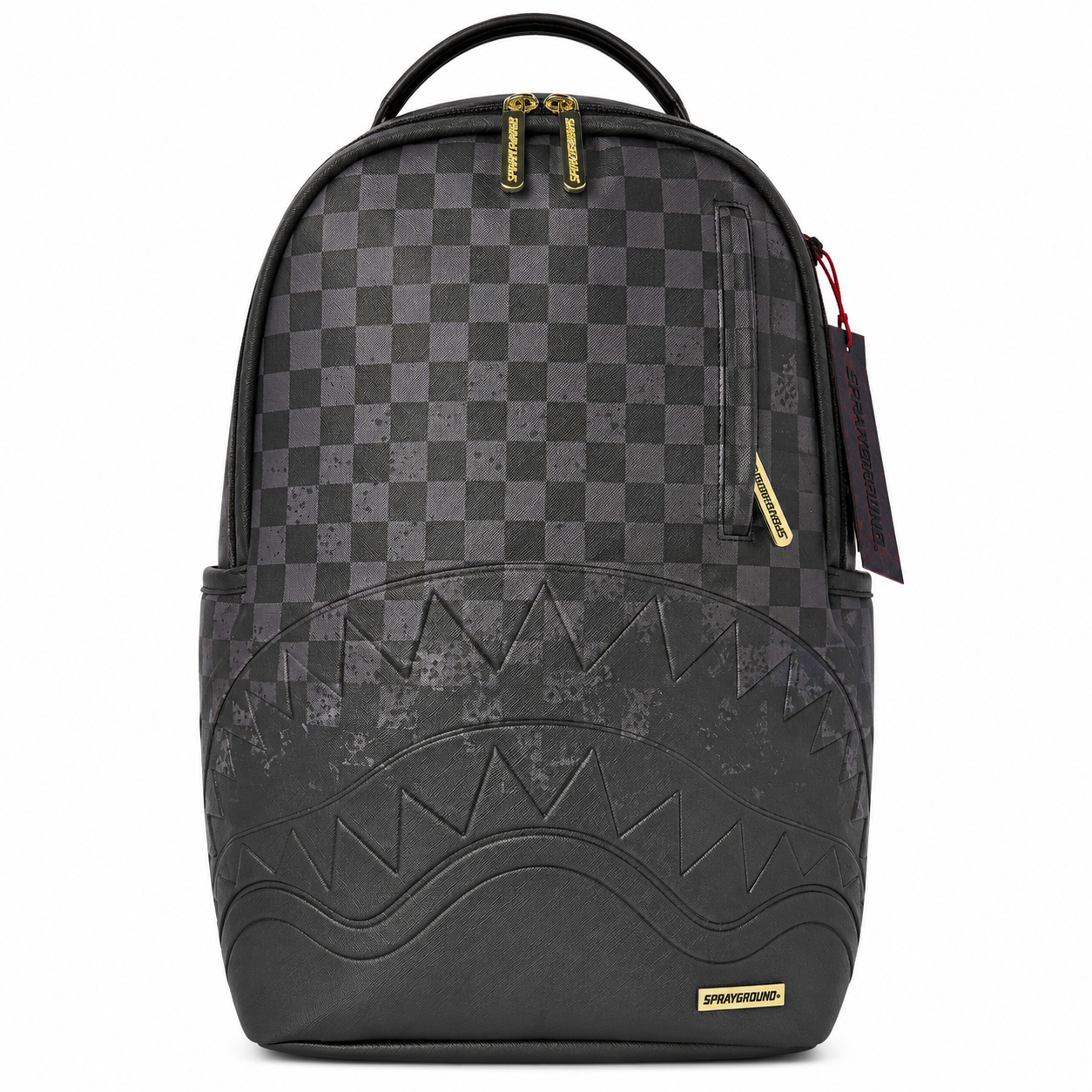 Sprayground Grey Checkerboard Blackout Shark Backpack