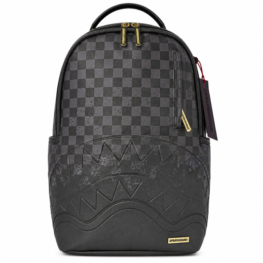 Sprayground Grey Checkerboard Blackout Shark Backpack