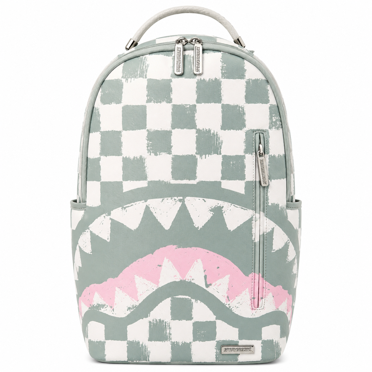 Sprayground Sage & Pink Checkerboard Shark Backpack