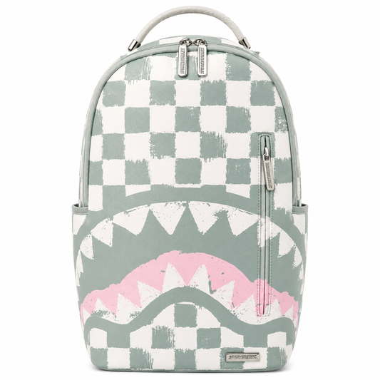 Sprayground Sage & Pink Checkerboard Shark Backpack