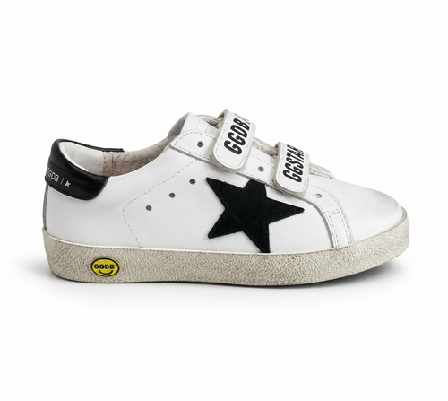 נעלי Golden Goose Old School סקוץ לילדים לבן שחור - מבט צד