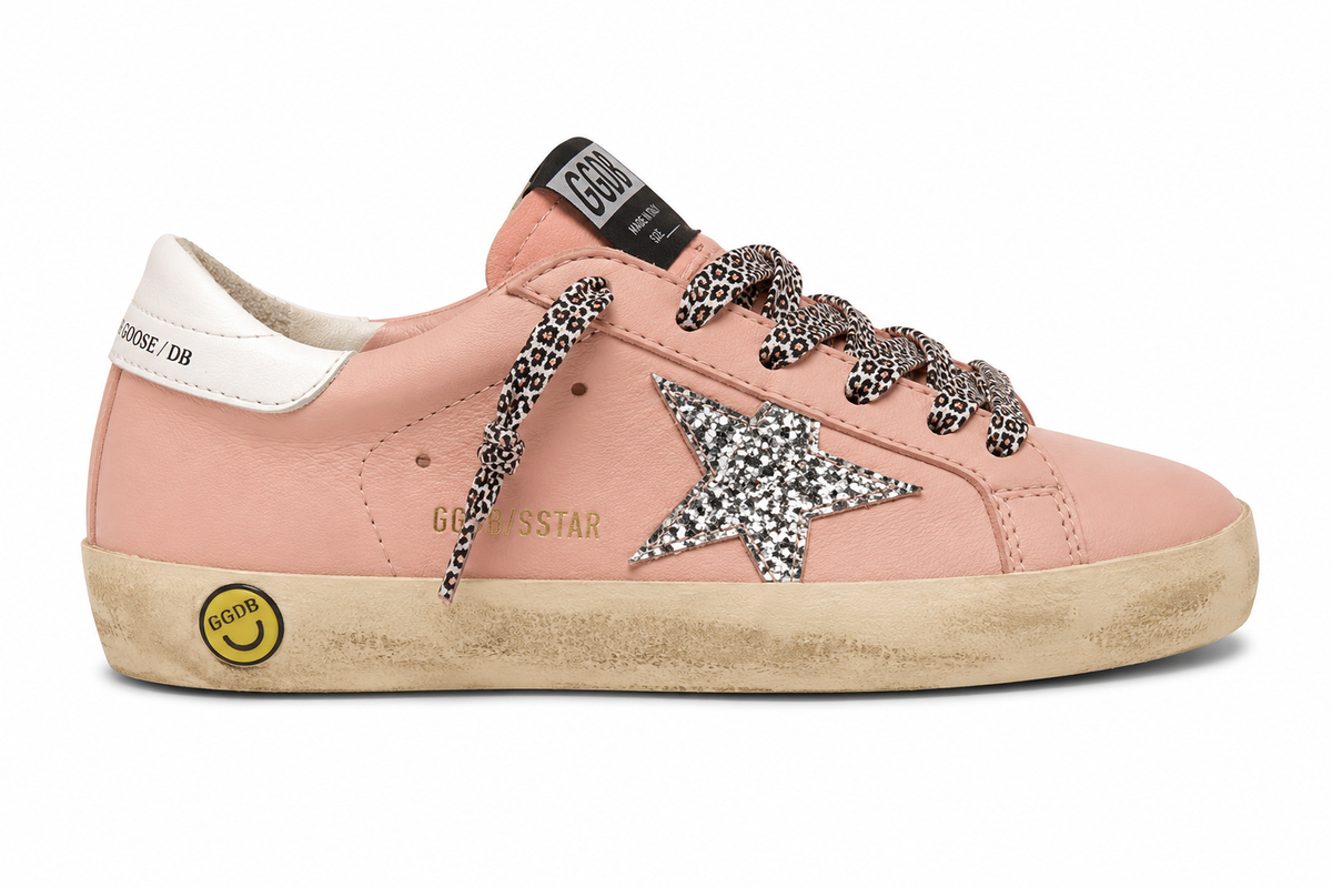 נעלי Golden Goose Superstar לילדות ורוד גליטר - מבט צד
