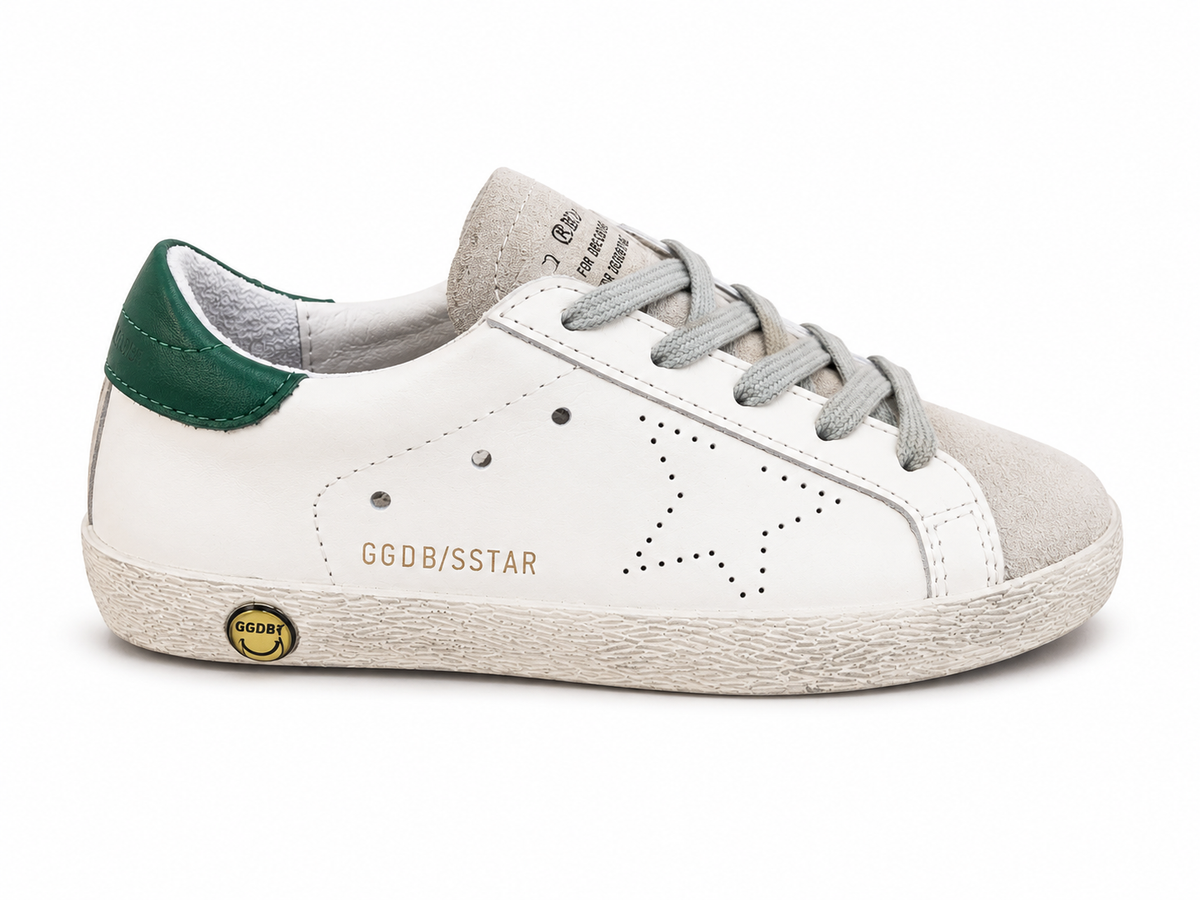 נעלי Golden Goose Superstar לילדים לבן ירוק - מבט צד