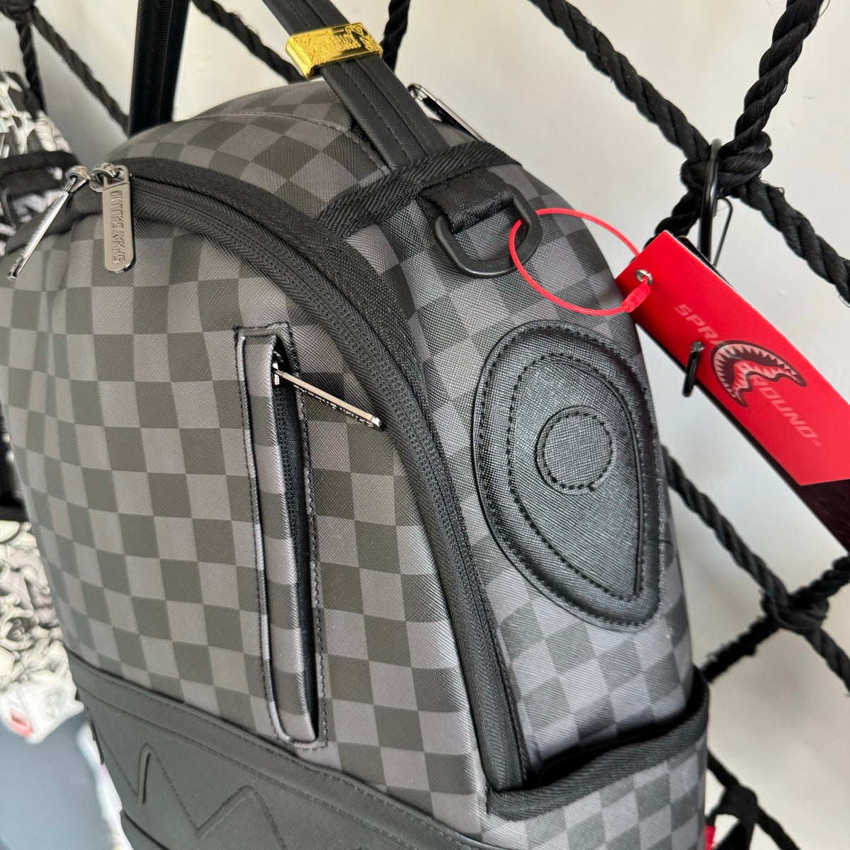 Sprayground Charcoal Checkered Sharkmouth Backpack