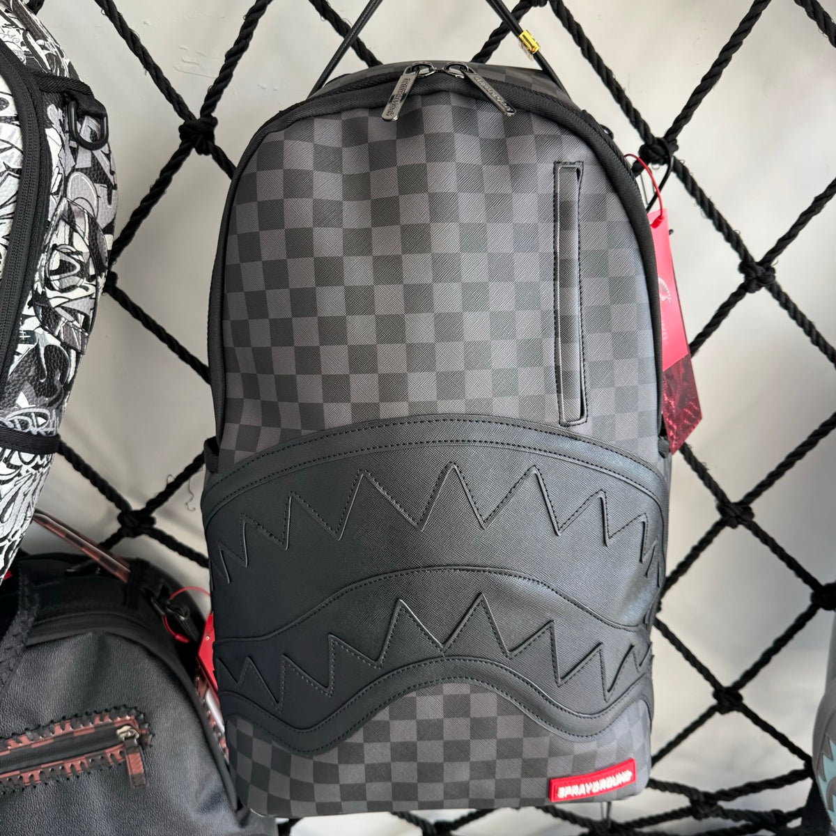Sprayground Charcoal Checkered Sharkmouth Backpack