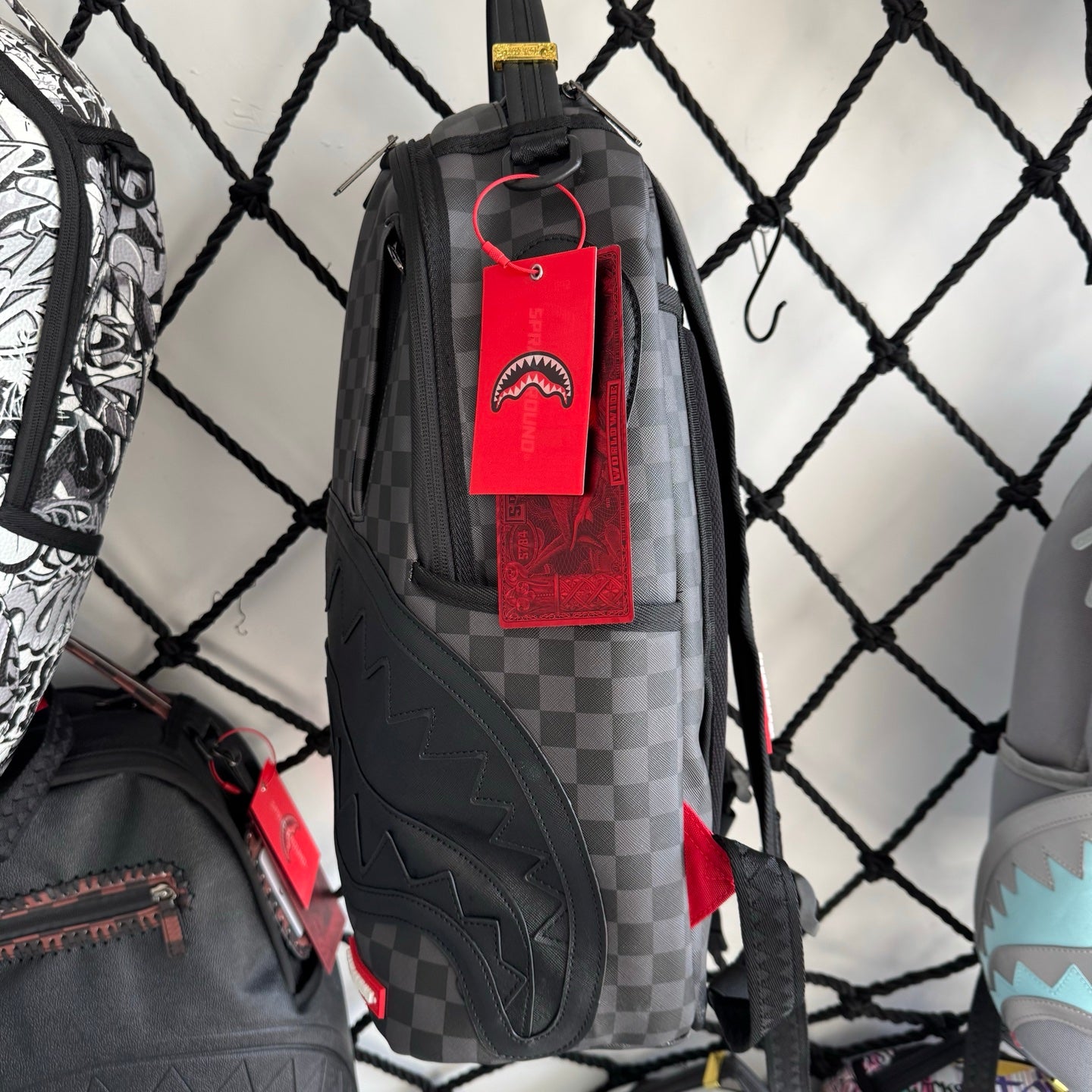 Sprayground Charcoal Checkered Sharkmouth Backpack