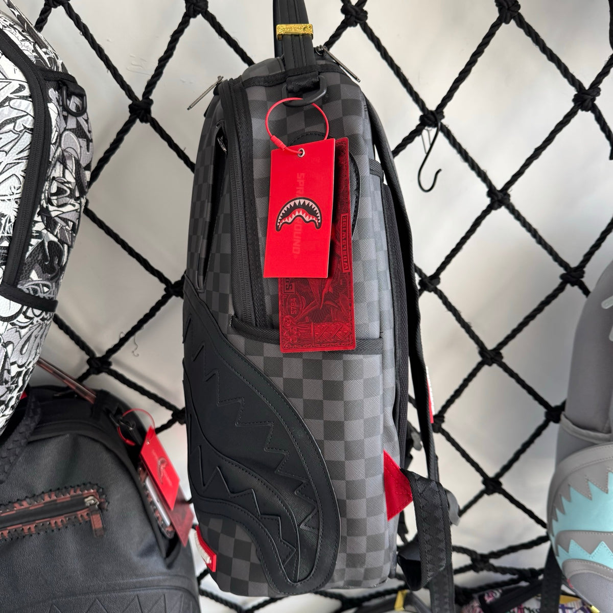 Sprayground Charcoal Checkered Sharkmouth Backpack