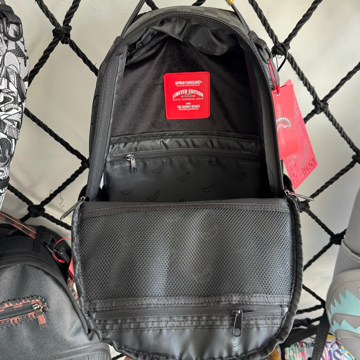 Sprayground Charcoal Checkered Sharkmouth Backpack