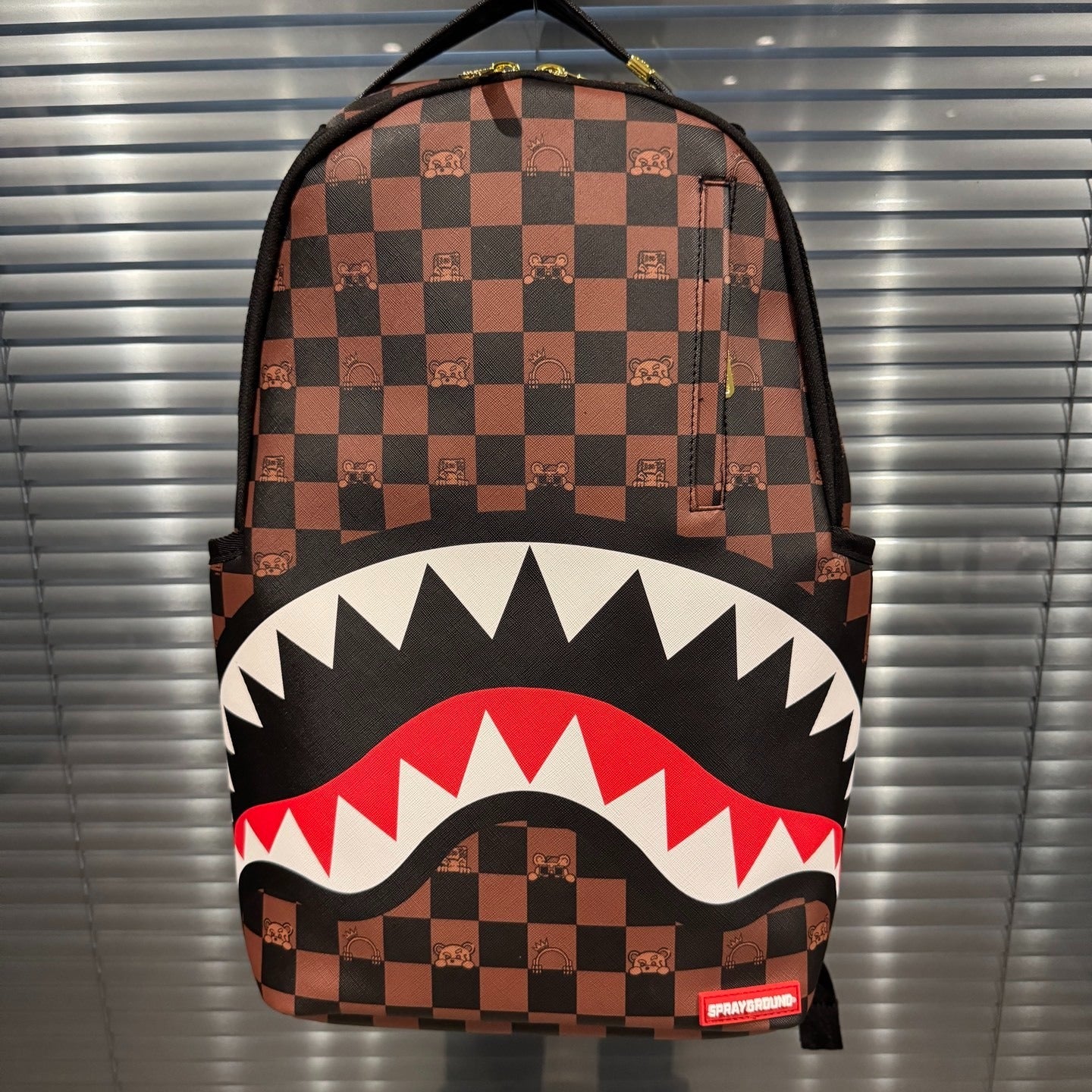 Sprayground Brown Bear Checkered Sharkmouth Backpack