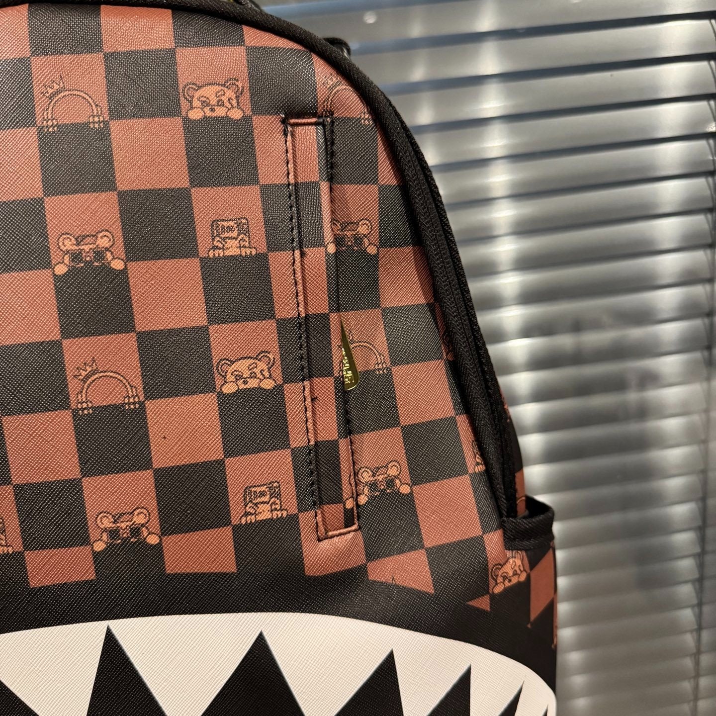 Sprayground Brown Bear Checkered Sharkmouth Backpack
