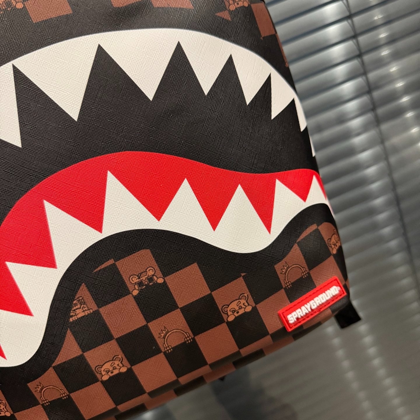 Sprayground Brown Bear Checkered Sharkmouth Backpack
