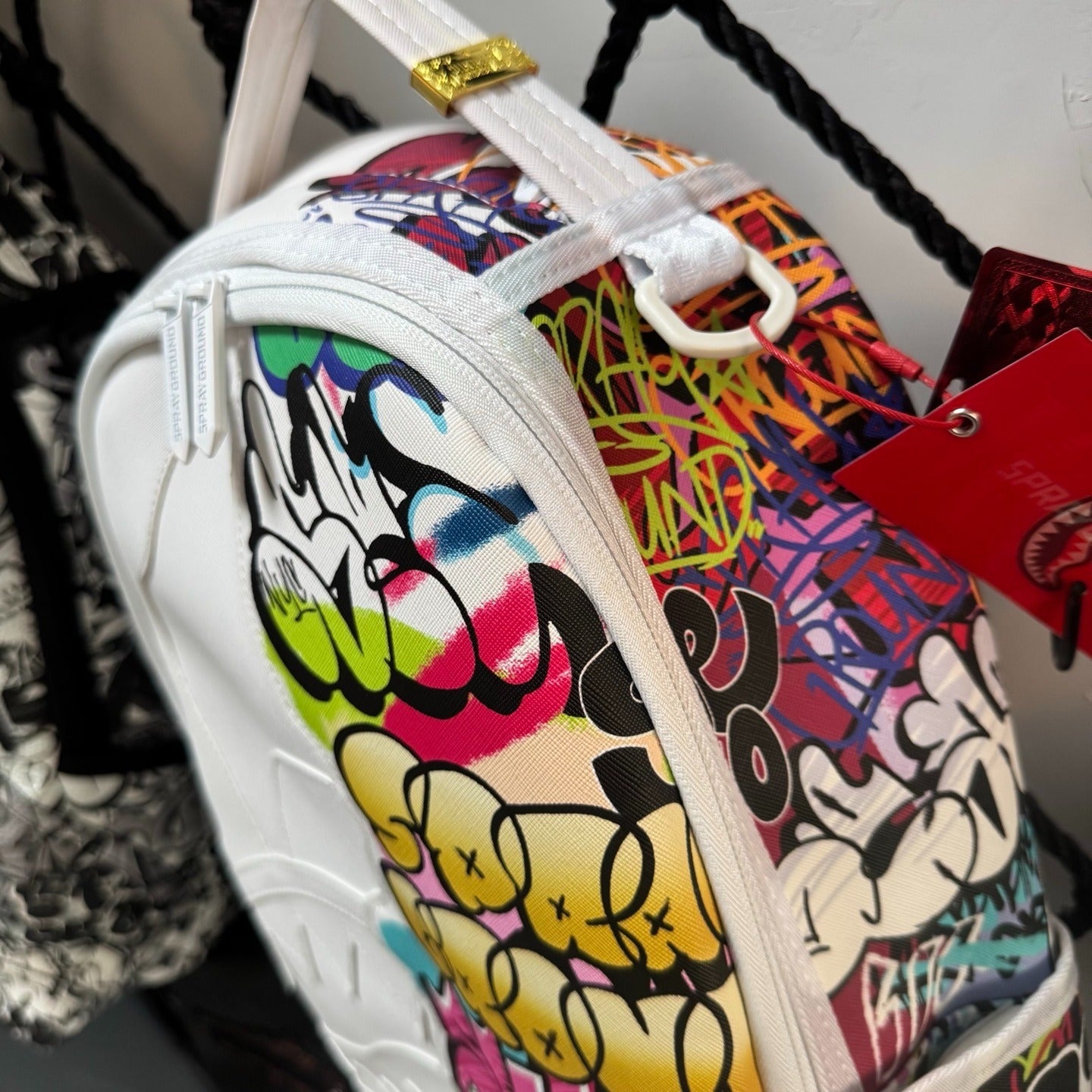 Sprayground White Half Graffiti Sharkmouth Backpack