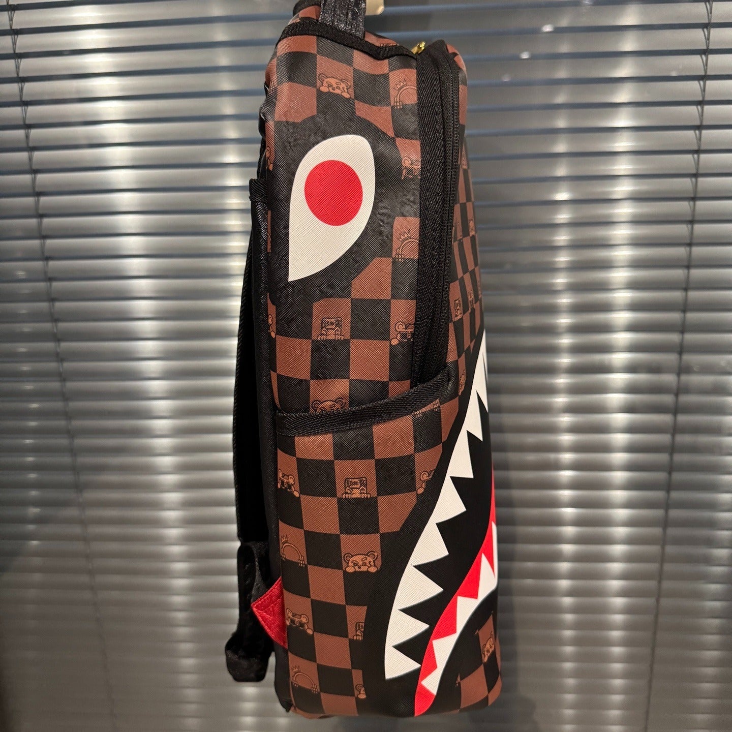 Sprayground Brown Bear Checkered Sharkmouth Backpack