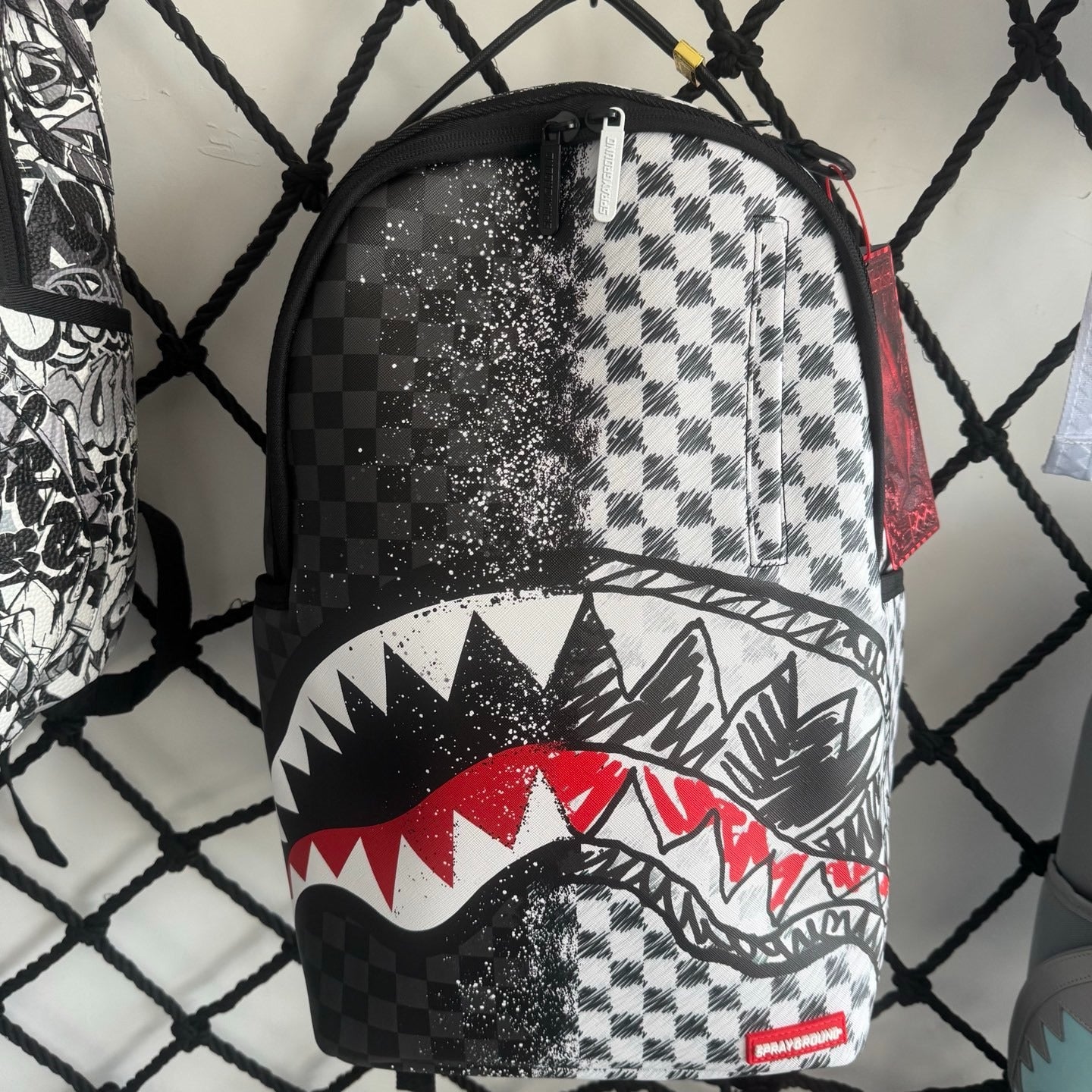 Sprayground Sharks In Paris Spray Checkerboard Backpack