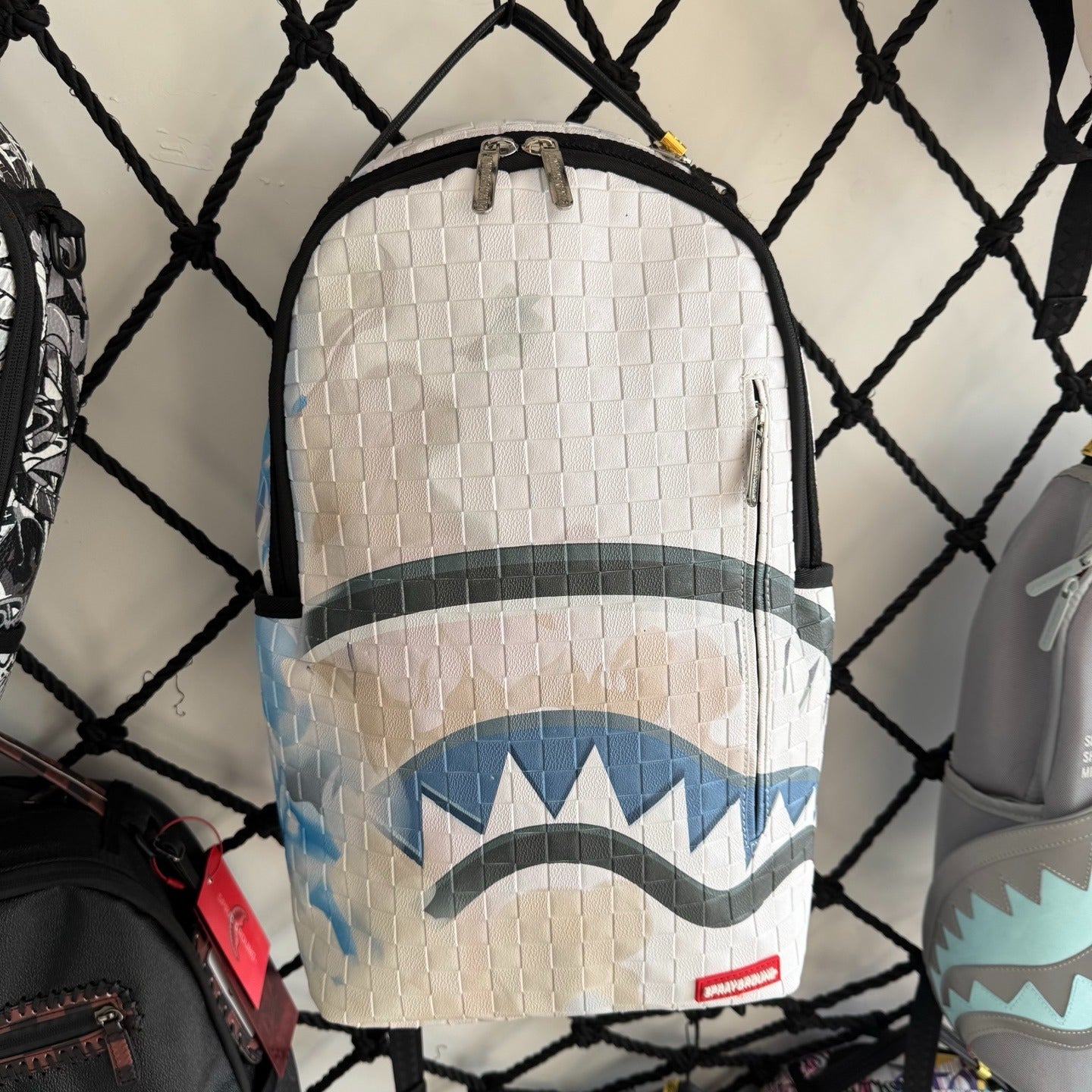 Sprayground Clouds Checkerboard Shark Backpack