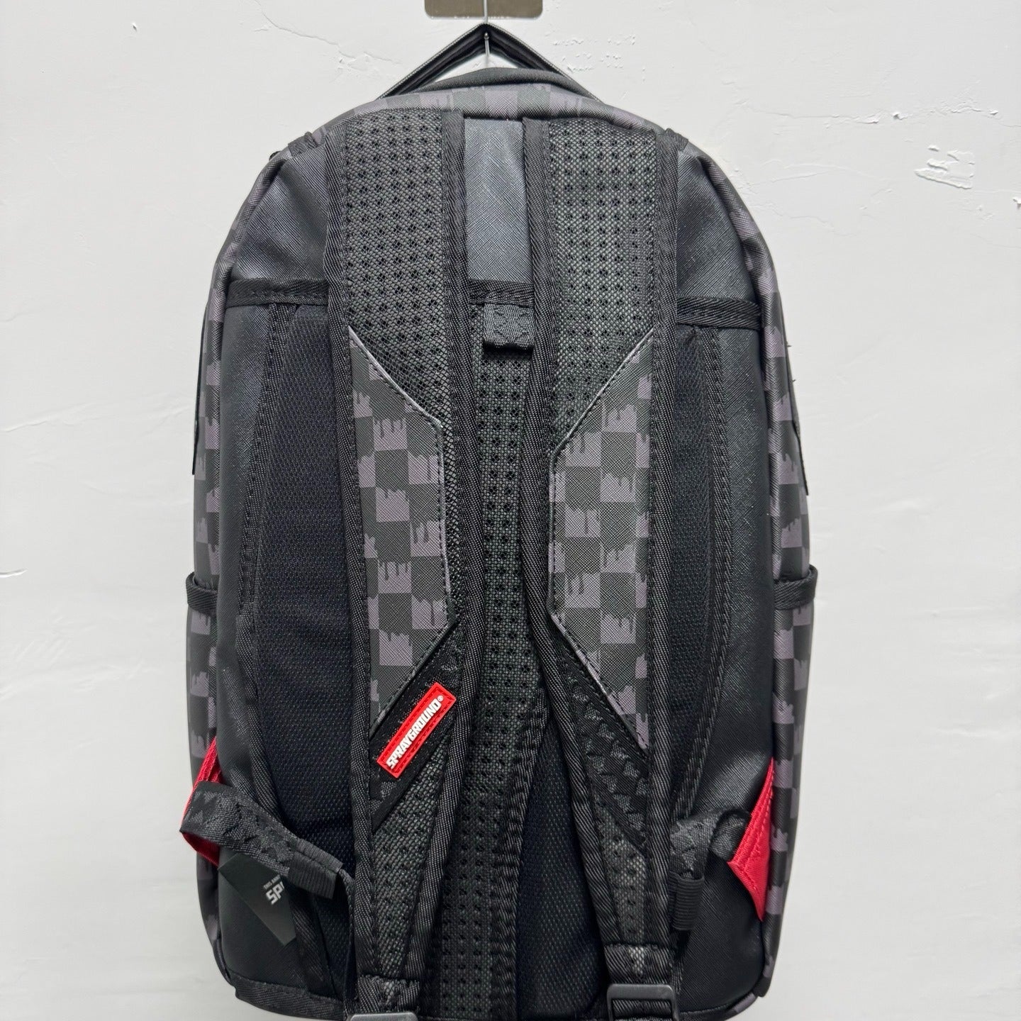 Sprayground Grey Checkered Drip Sharkmouth Backpack
