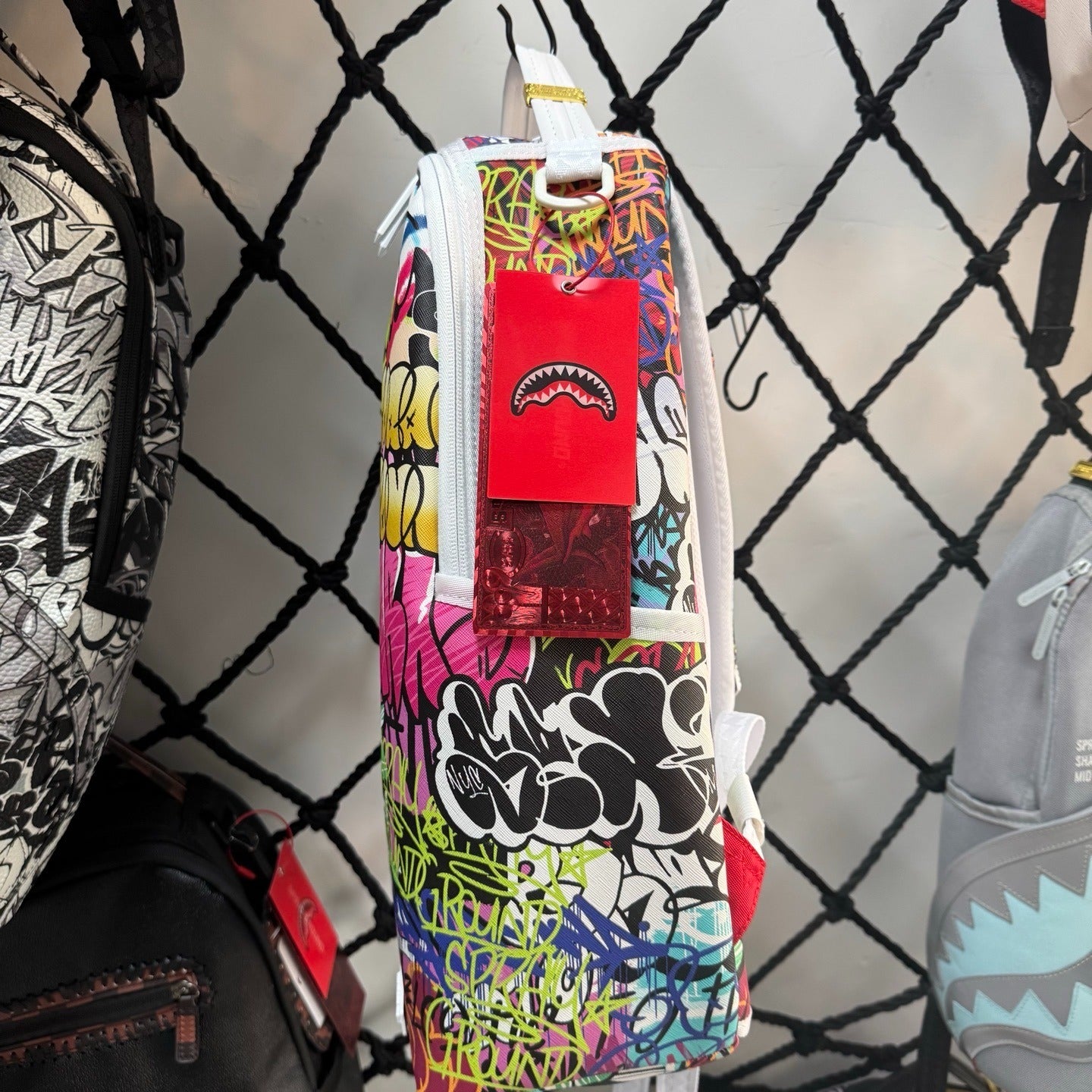 Sprayground White Half Graffiti Sharkmouth Backpack