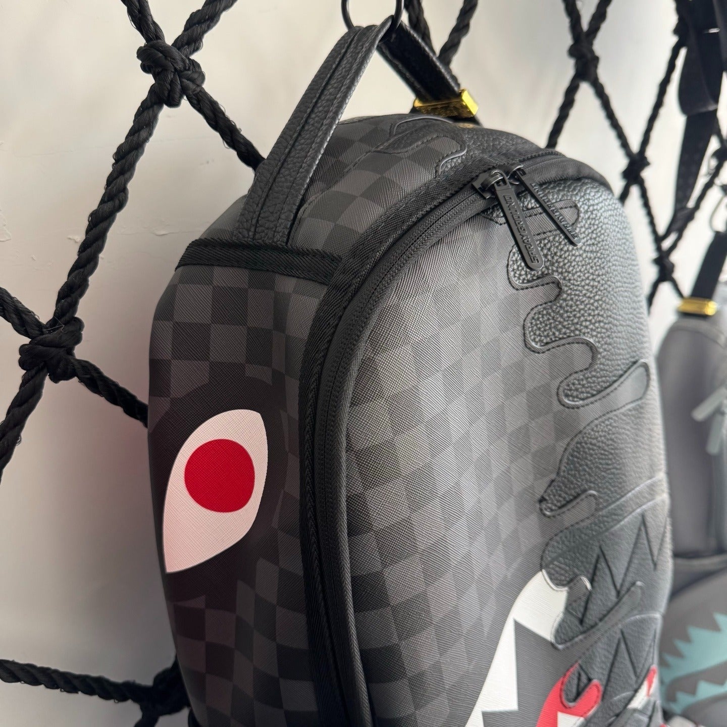 Sprayground Black Checkerboard Sharkmouth Backpack