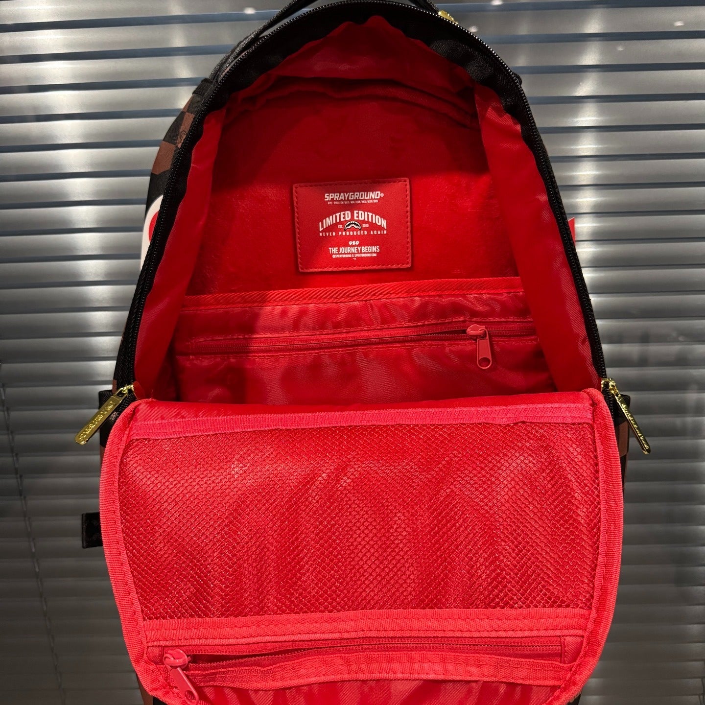 Sprayground Brown Bear Checkered Sharkmouth Backpack