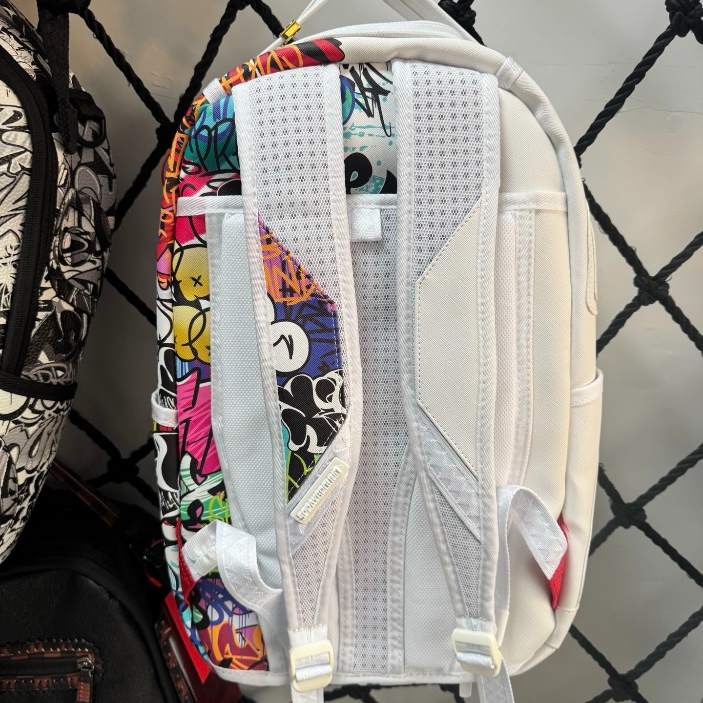 Sprayground White Half Graffiti Sharkmouth Backpack