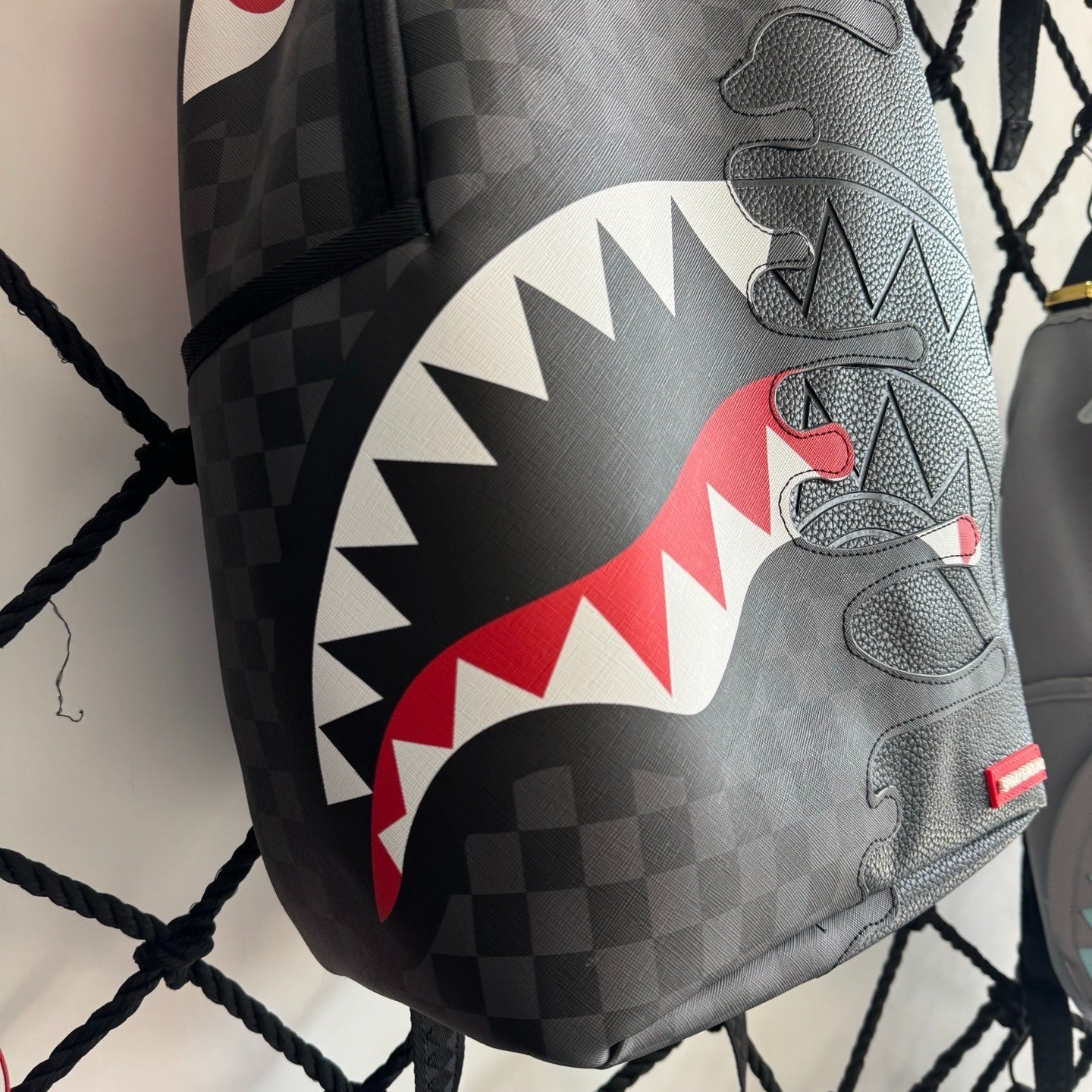 Sprayground Black Checkerboard Sharkmouth Backpack