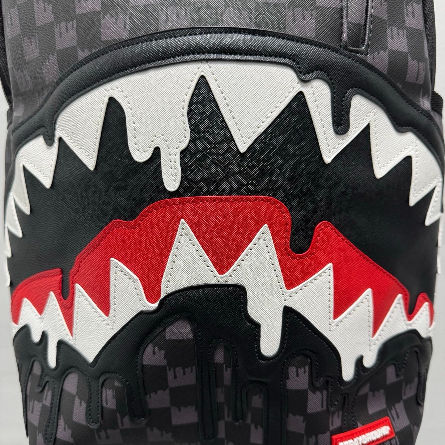 Sprayground Grey Checkered Drip Sharkmouth Backpack