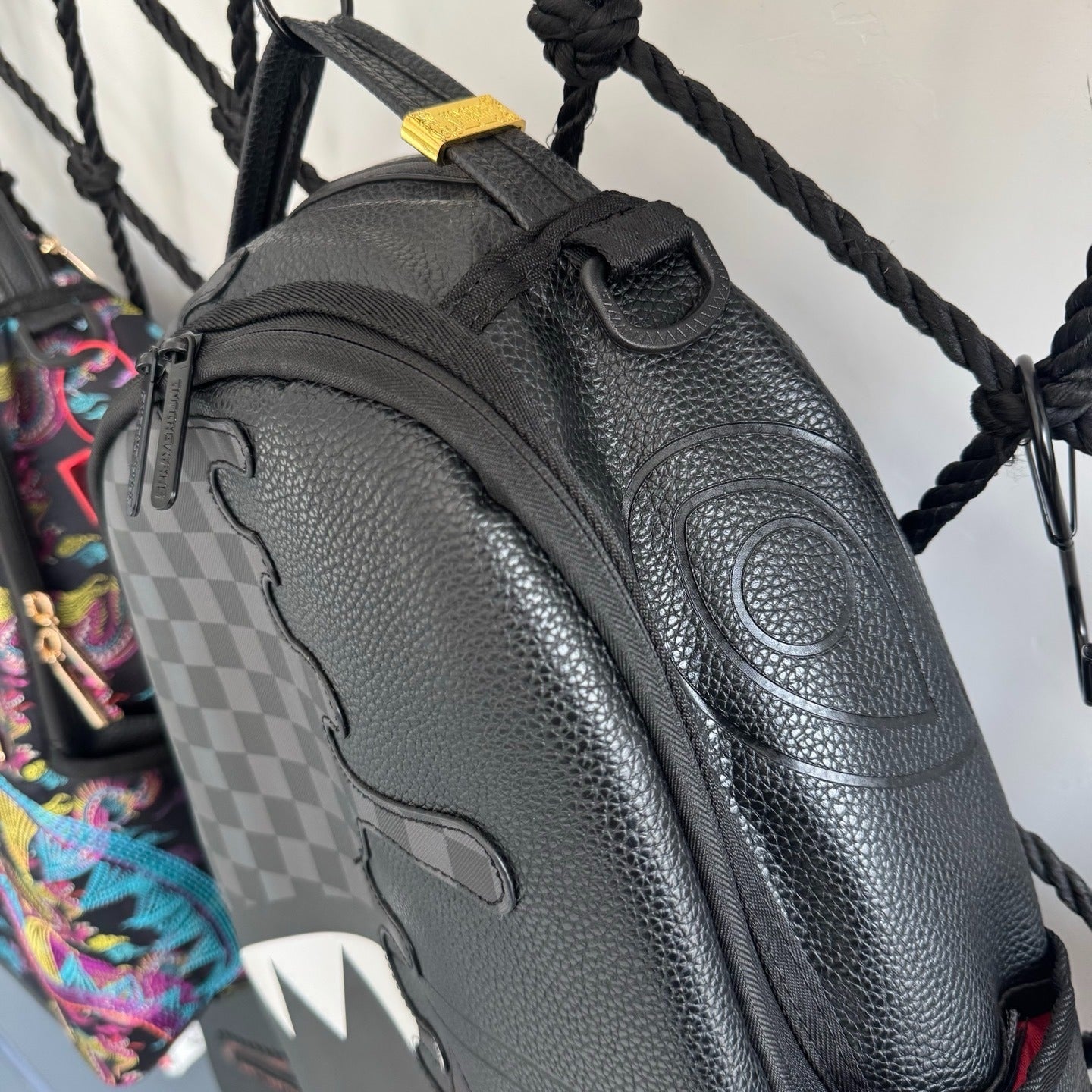Sprayground Black Checkerboard Sharkmouth Backpack