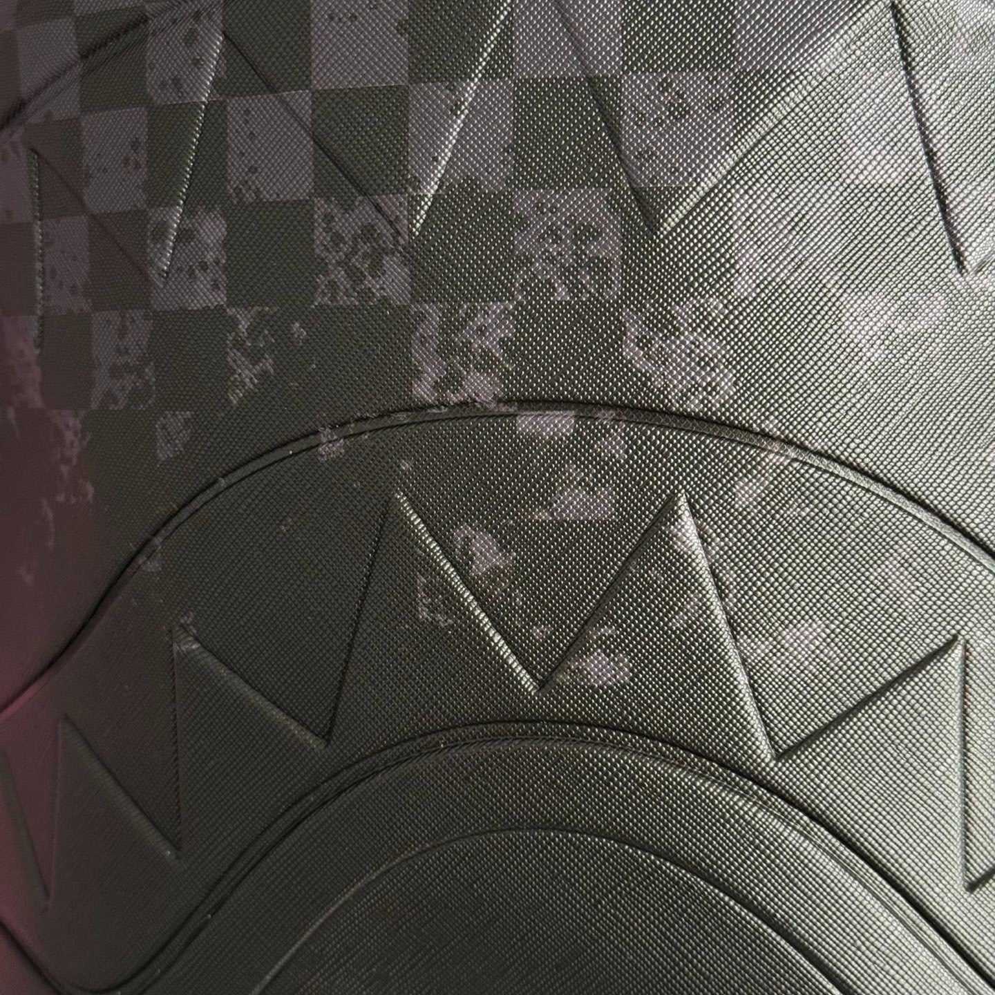 Sprayground Grey Checkerboard Blackout Shark Backpack