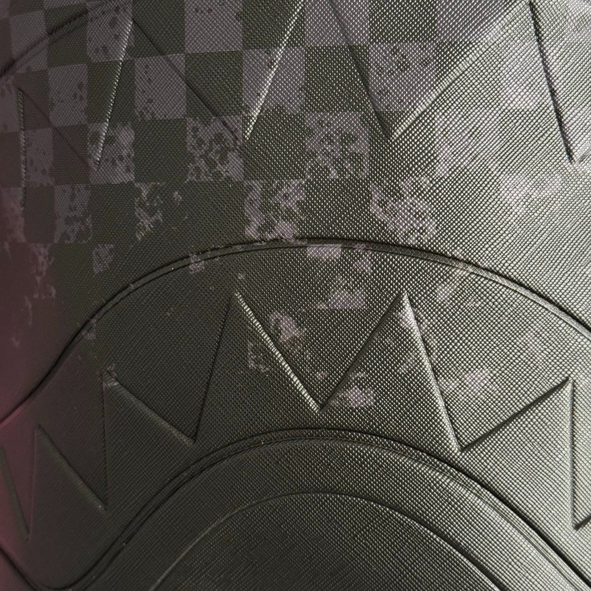 Sprayground Grey Checkerboard Blackout Shark Backpack