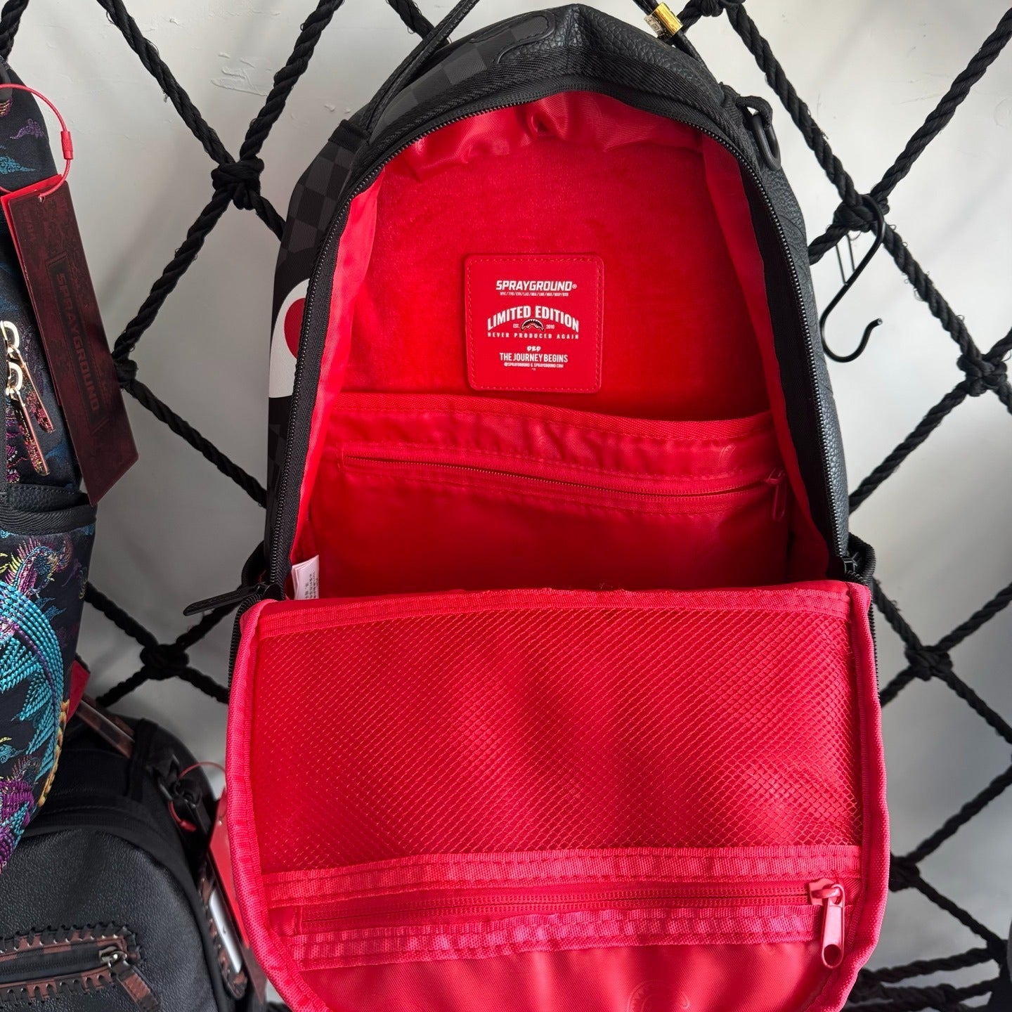 Sprayground Black Checkerboard Sharkmouth Backpack
