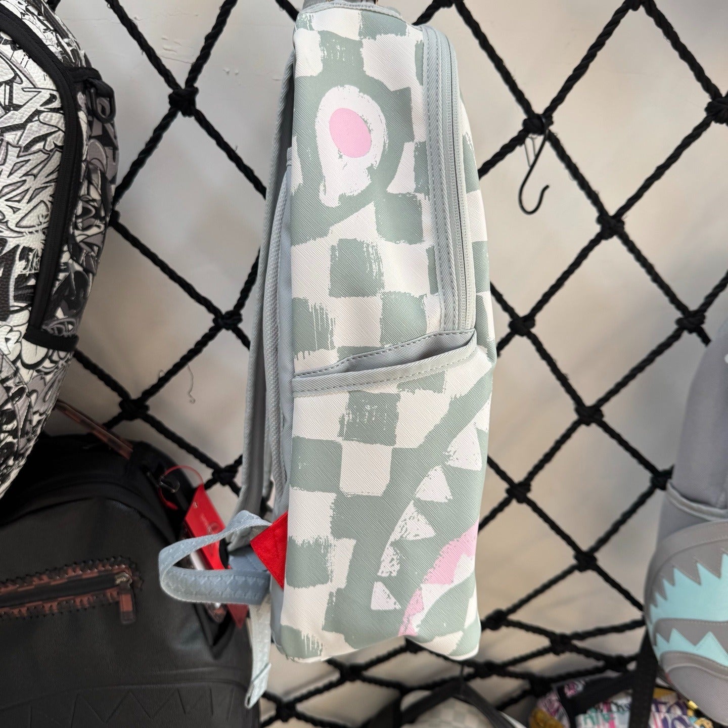 Sprayground Sage & Pink Checkerboard Shark Backpack