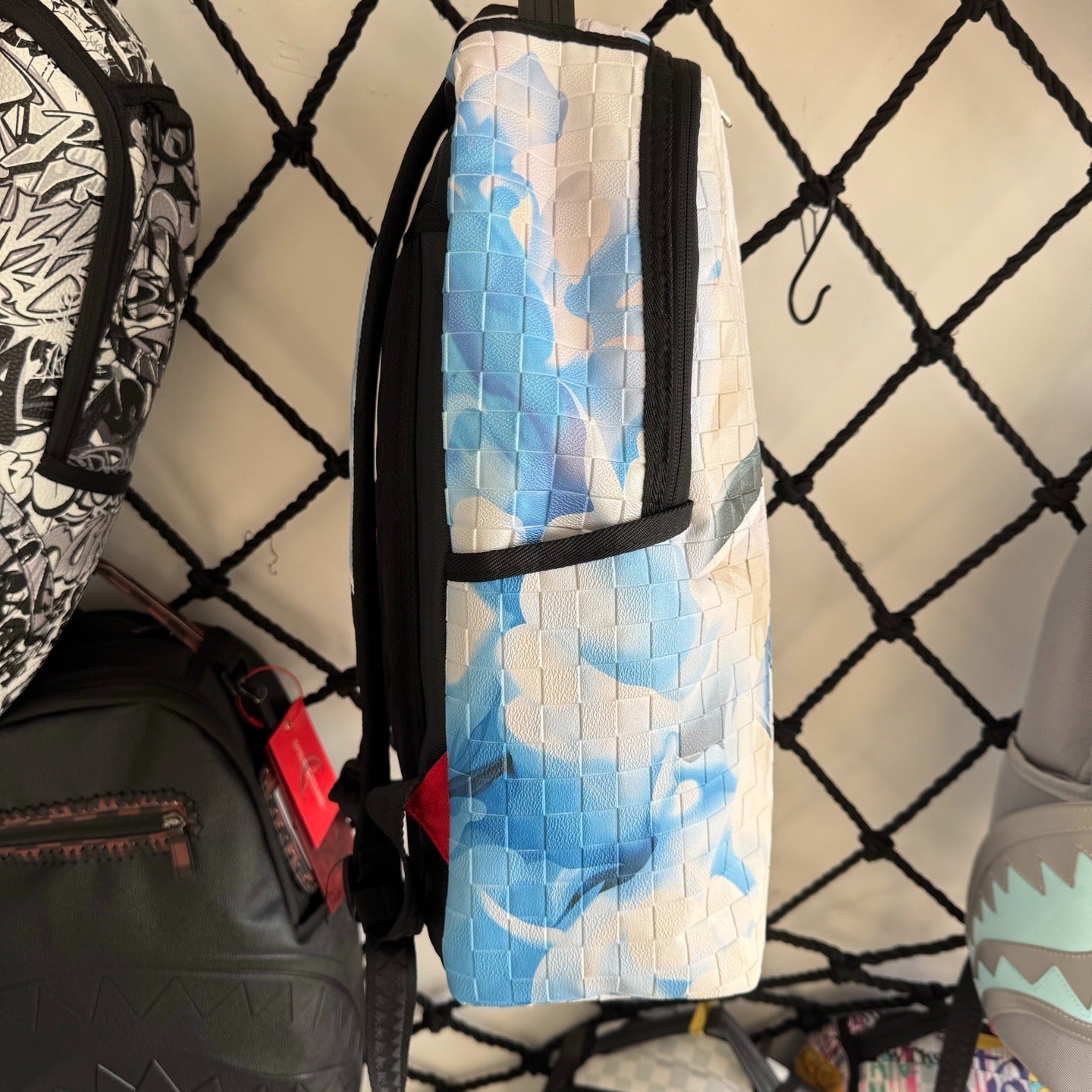 Sprayground Clouds Checkerboard Shark Backpack