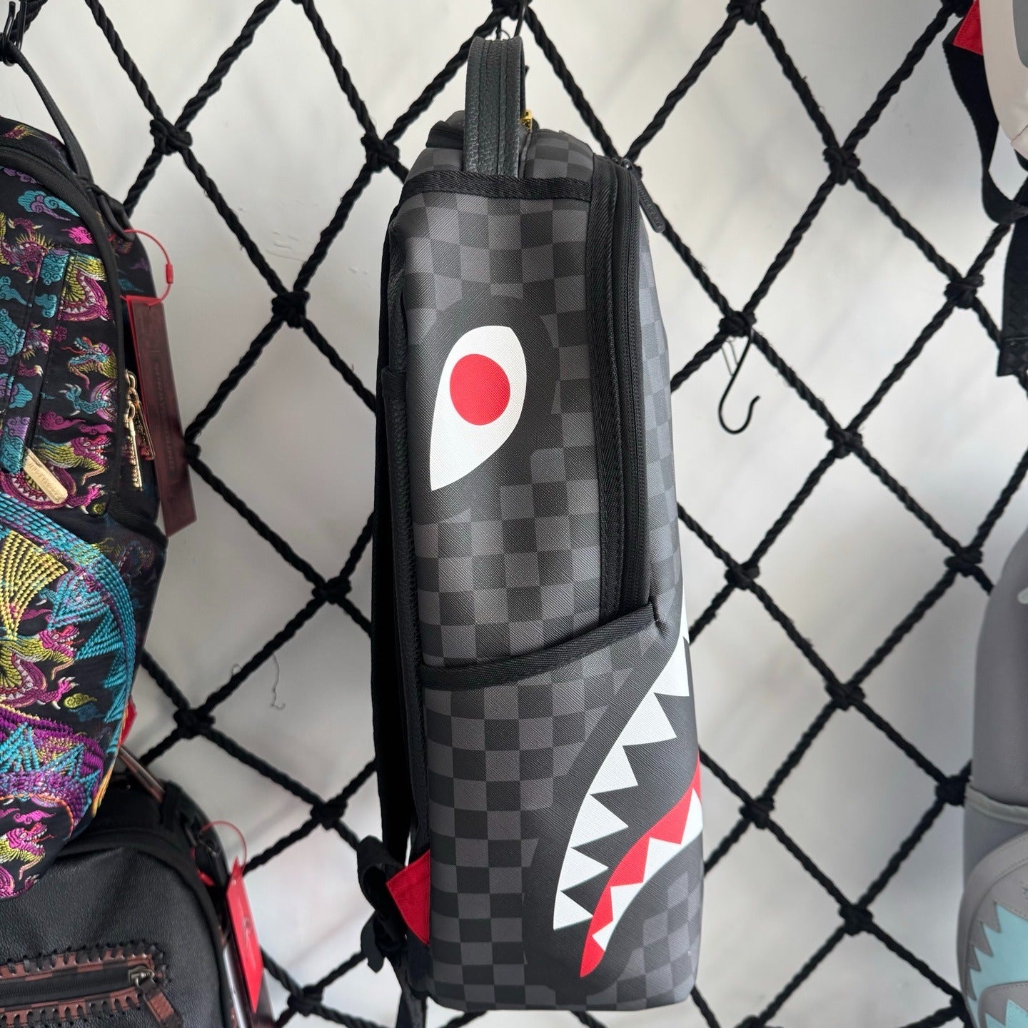 Sprayground Black Checkerboard Sharkmouth Backpack