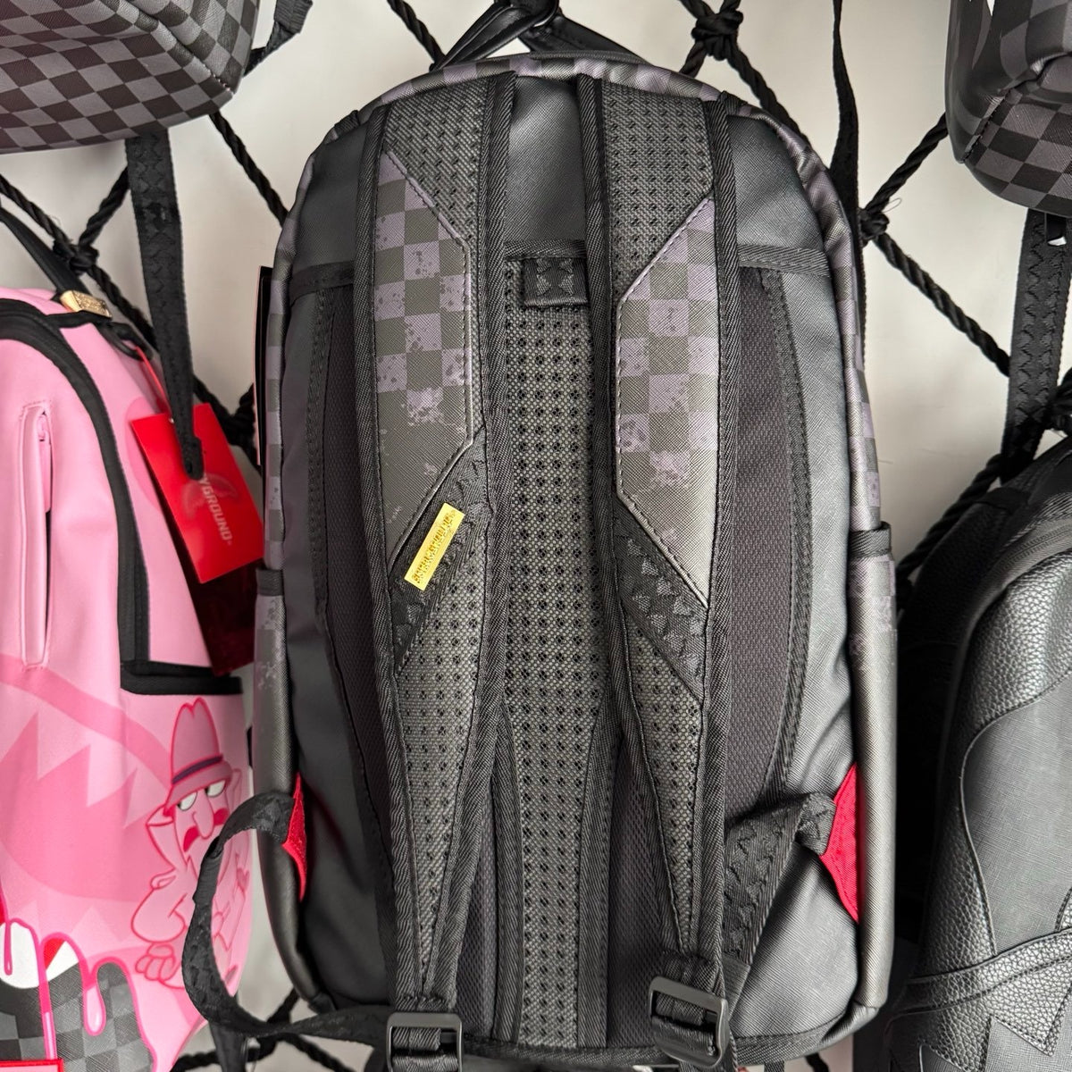 Sprayground Grey Checkerboard Blackout Shark Backpack