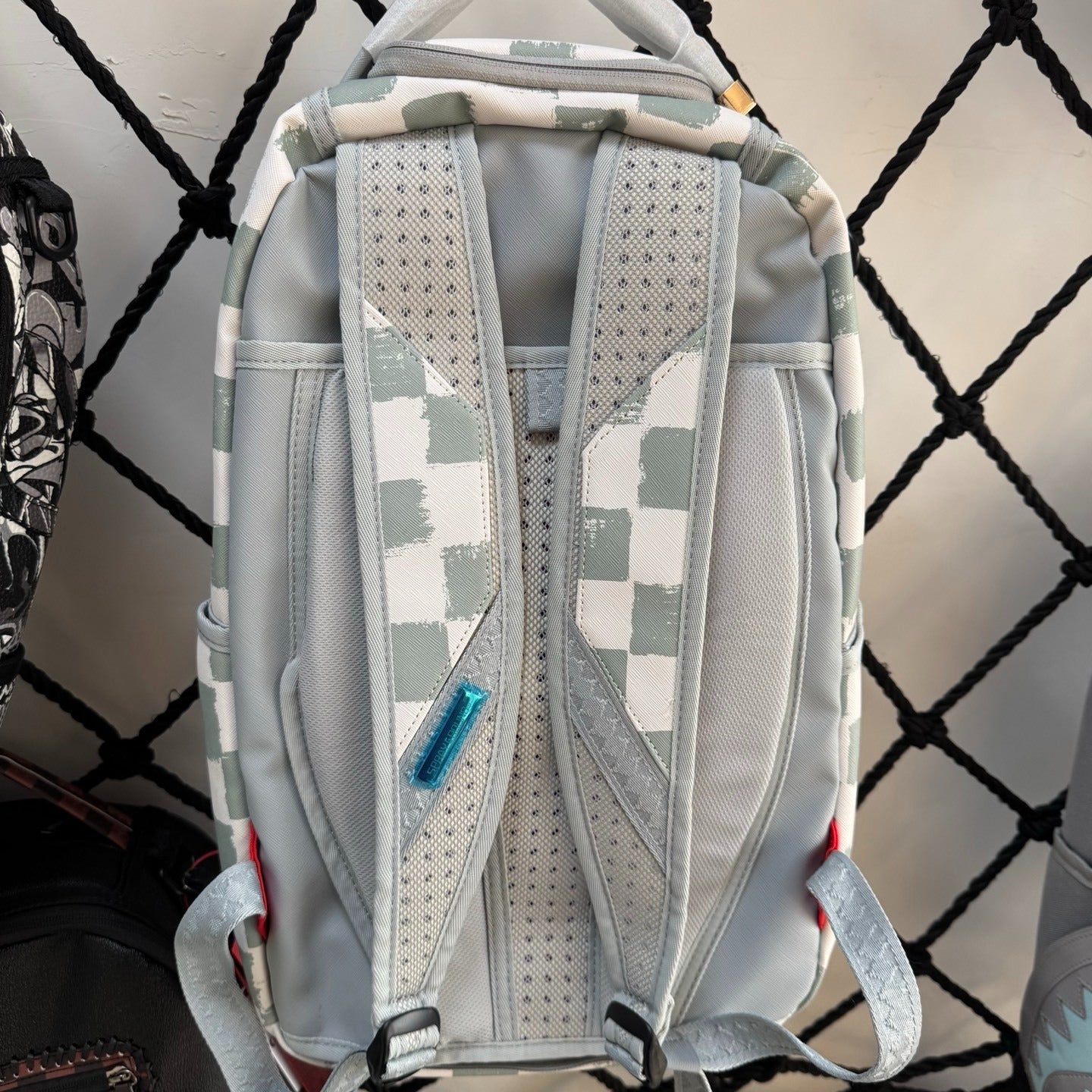 Sprayground Sage & Pink Checkerboard Shark Backpack