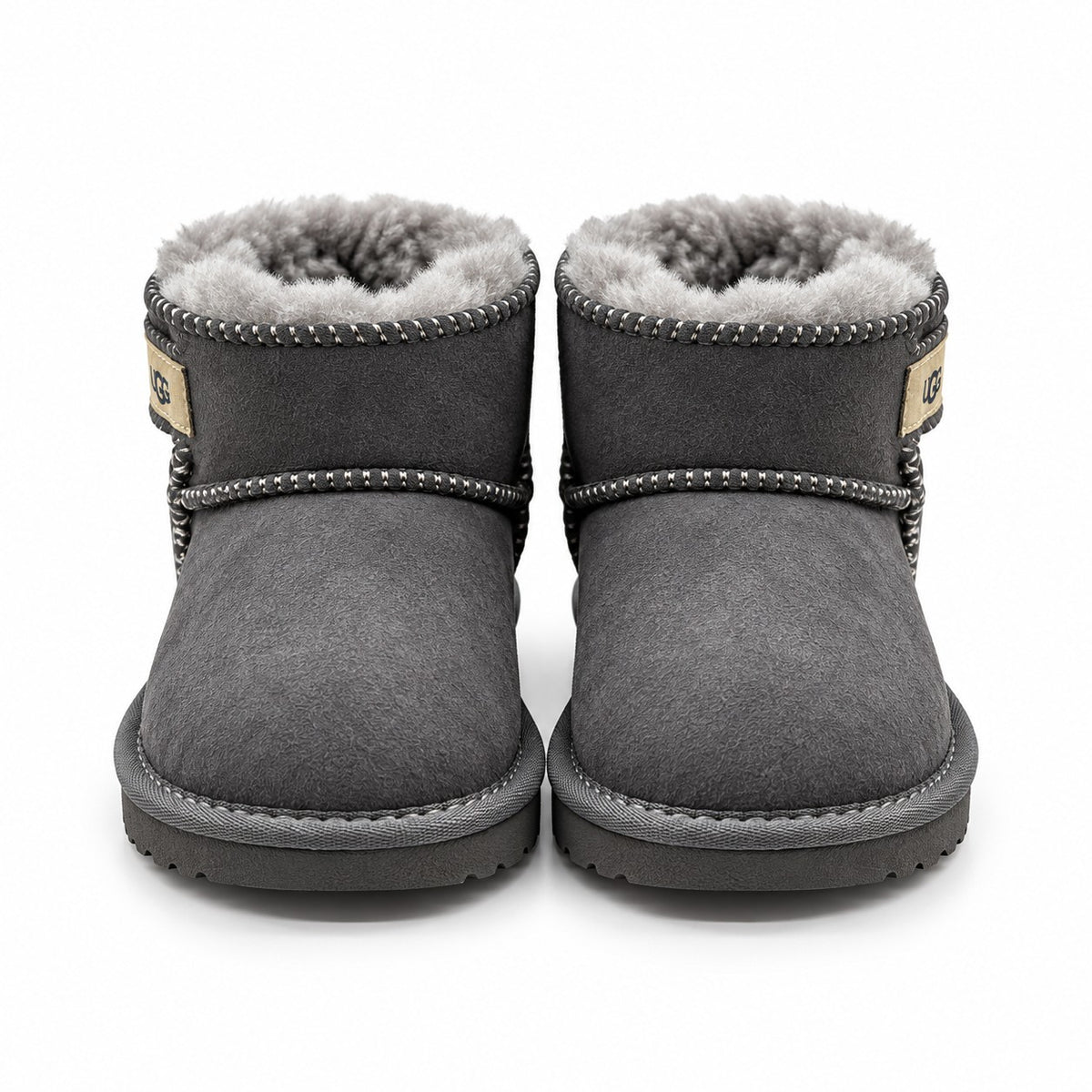 מגפי UGG Mini Strap לילדים אפור - מבט מלפנים