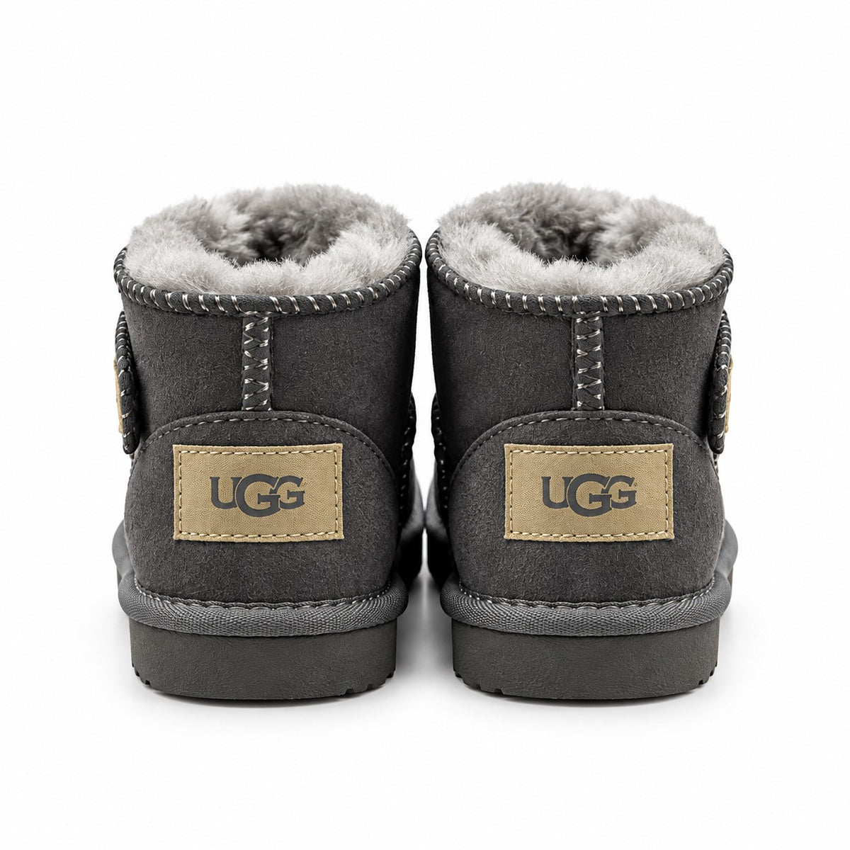 מגפי UGG Mini Strap לילדים אפור - מבט מאחור