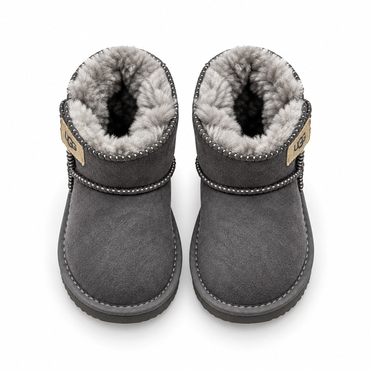 מגפי UGG Mini Strap לילדים אפור - זוג מלמעלה