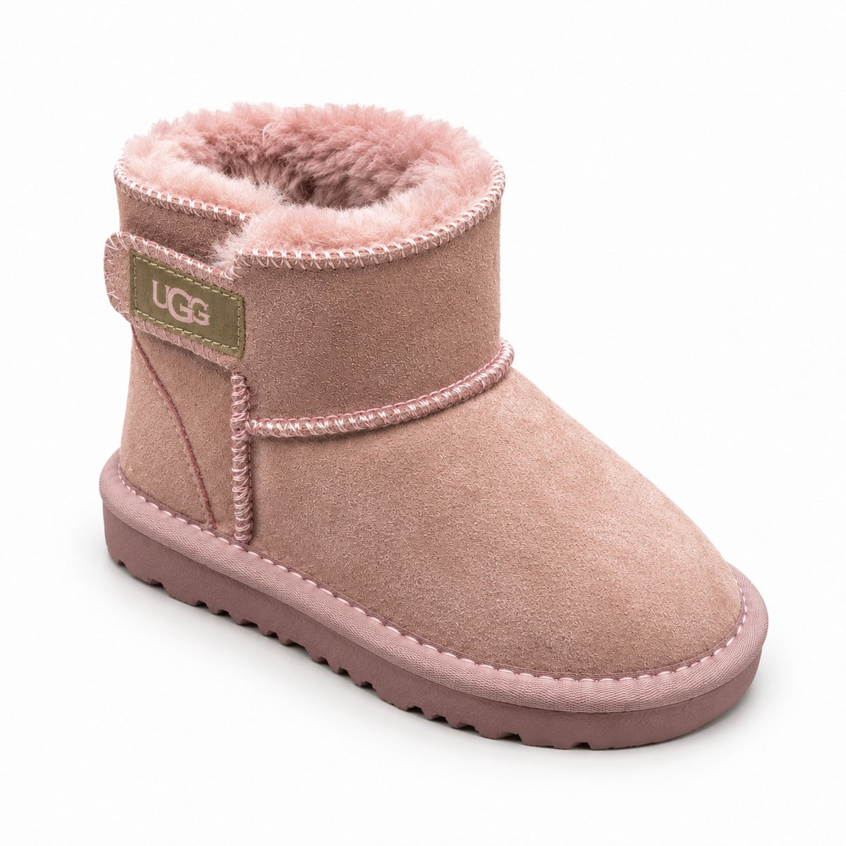 מגפי UGG Mini Strap לילדים ורוד - מבט אלכסוני